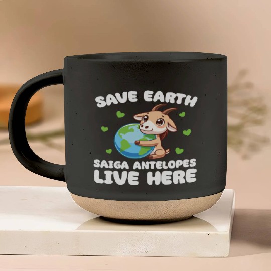 Save The Earth Saiga antelopes Live Here Earth Day Pottery Mugs
