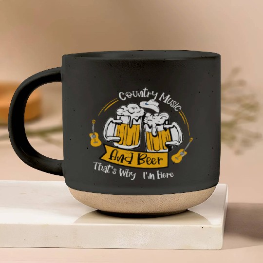 Country Music And Beer That's Why I'm Here Cowboy Pottery Mugs