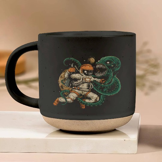 Astronaut vs. Octopus: Epic Space Battle Pottery Mugs