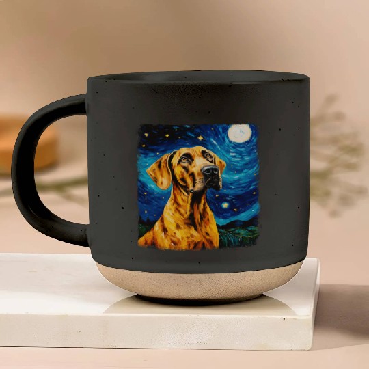 Great Dane Dog Starry Night Painting Pottery Mugs