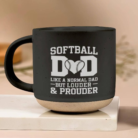 Louder Softball Dad Funny Daddy Father's Day Pottery Mugs