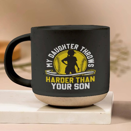 Throw Harder Softball Dad Funny Daddy Father's Day Pottery Mugs
