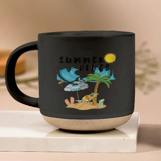 Summer Vibes Beach Scene Pottery Mugs