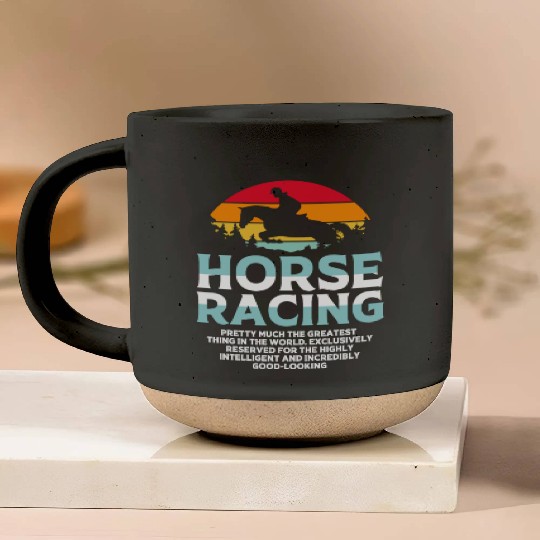 Retro Sunset Horse Racing Equestrian Horse Show Pottery Mugs