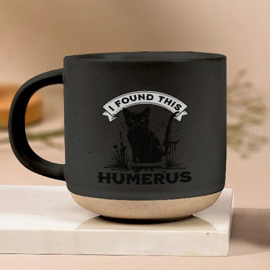 I Found This Humerus Black Cat With Human Bone Pottery Mugs