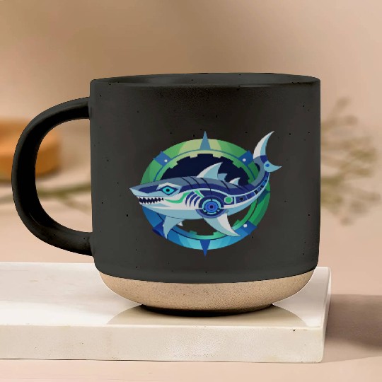 Shark, combines organic and mechanical aesthetics. Pottery Mugs