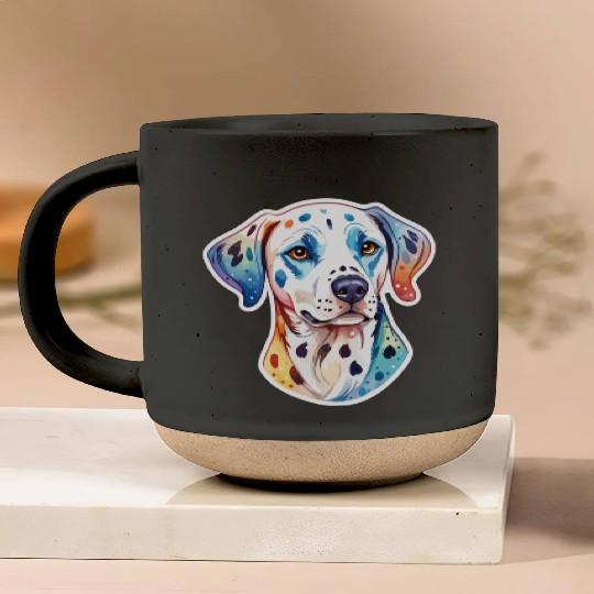 Dalmatian Dog Watercolor Pottery Mugs