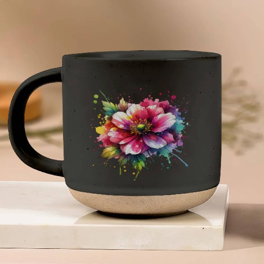 Colorful abstract flower blossom Pottery Mugs