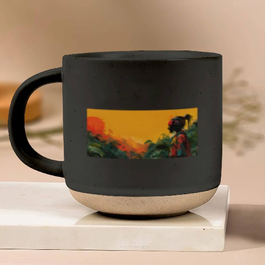 Digital Warrior: Tropical Twilight Pottery Mugs