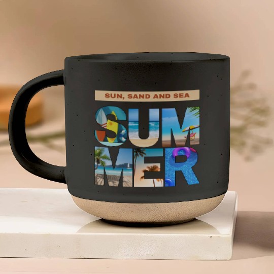 Sun, Sand and Sea Summer outfits for men Pottery Mugs