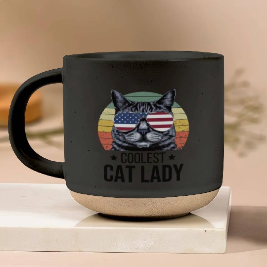 Coolest Cat Lady Pottery Mugs
