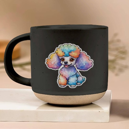 Poodle Watercolor Pottery Mugs