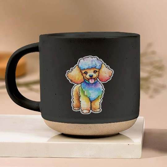 Poodle Watercolor Pottery Mugs