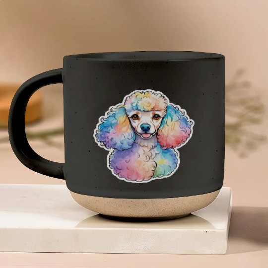 Poodle Watercolor Pottery Mugs