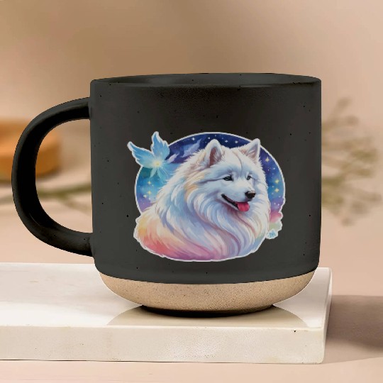 Samoyed Dog Watercolor Pottery Mugs
