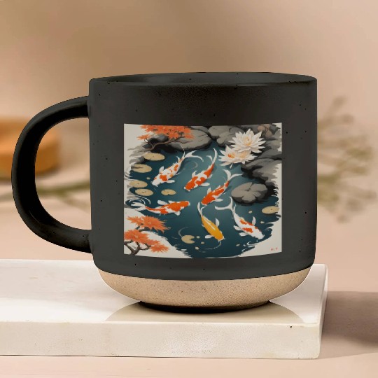 Koi Pond 2 Pottery Mugs