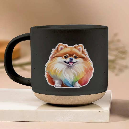 Pomeranian Watercolor Pottery Mugs