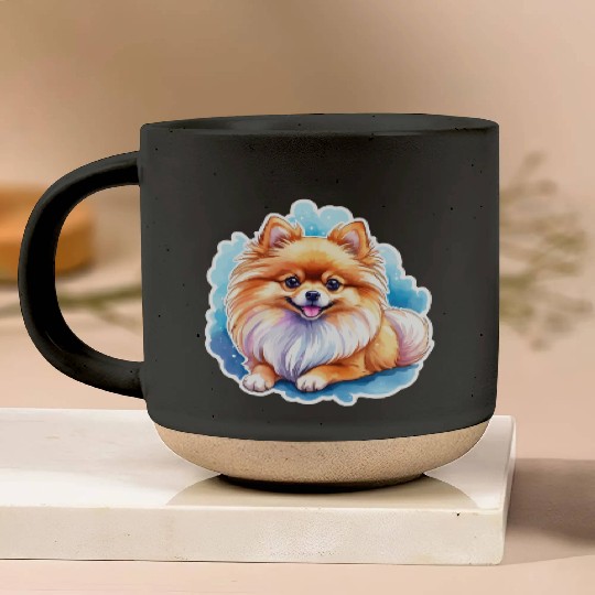 Pomeranian Watercolor Pottery Mugs