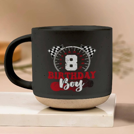 Kids Birthday Boy 8 Eight Race Car 8th Birthday Pottery Mugs