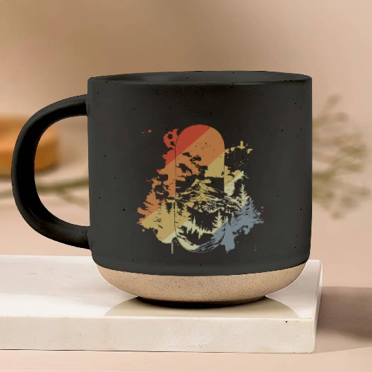 Snowboarding Vintage Look Pottery Mugs