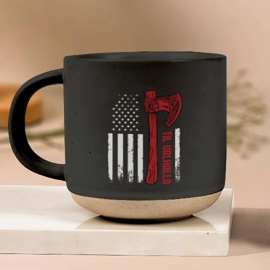 American Viking Axe Flag Til Valhalla Norse Pottery Mugs