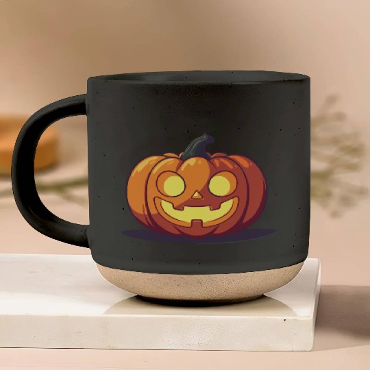 Happy Jack-o'-Lantern Pumpkin Pottery Mugs