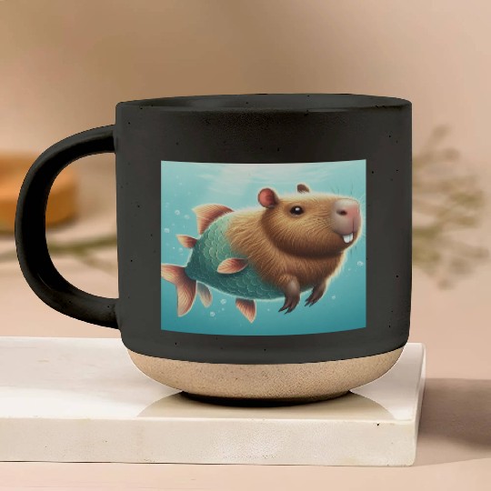 The capybara-fish Pottery Mugs
