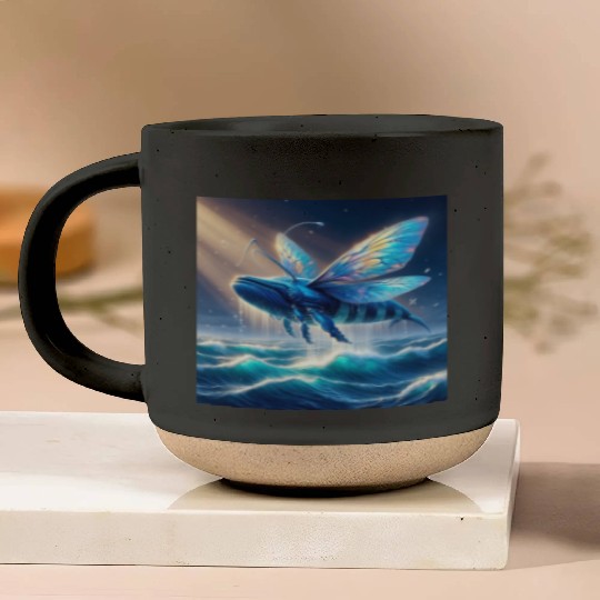 The blue whale-hornet Pottery Mugs