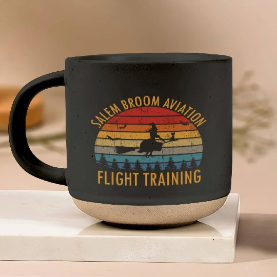 Womens Salem Broom Aviation Flight Halloween Pottery Mugs