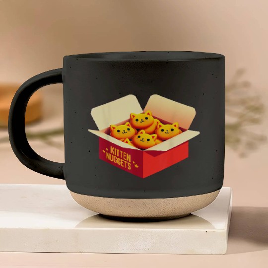 Kitten Nuggets Food Pun Cat Lover Gift Chicken Nug Pottery Mugs
