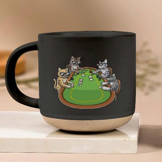 Poker Cats for Cat Lovers and Poker Players Pottery Mugs