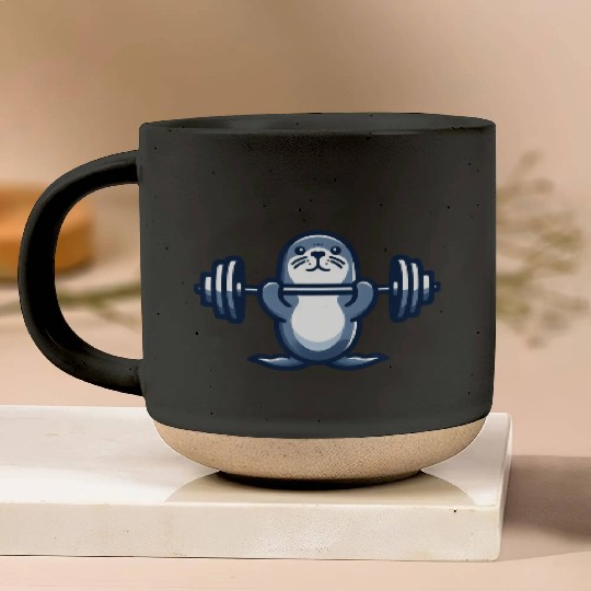 Seal dumbbell gym fitness workout training Pottery Mugs