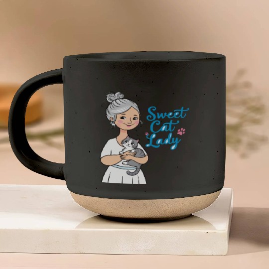 sweet cat lady Pottery Mugs