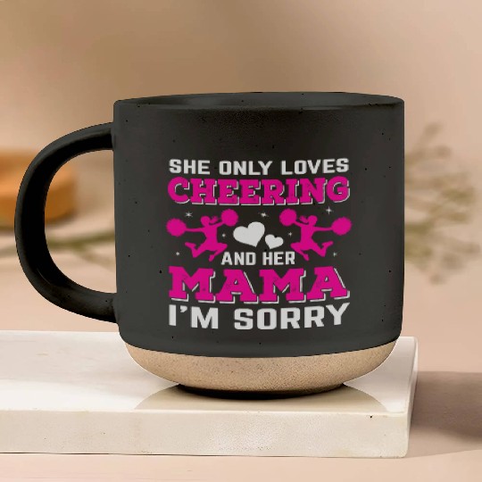 Loves Cheer Mom Cheerleading Mommy Mother's Da Pottery Mugs