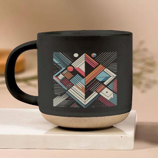 Retro Geometric Shapes 80s 90s Style 4 Pottery Mugs