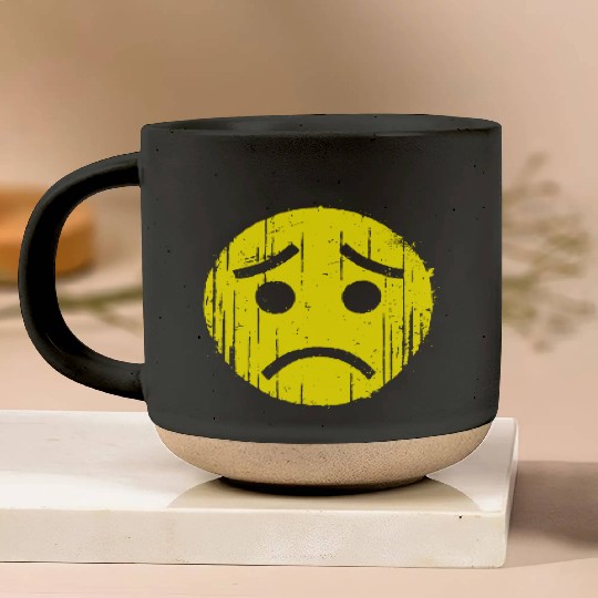 Depressed Emoticon Pottery Mugs
