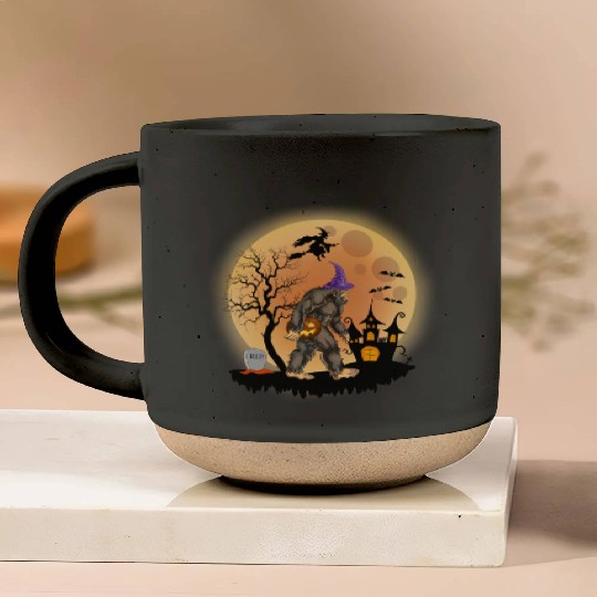 Sasquatch Halloween Trick-or-Treat Pumpkin Pottery Mugs