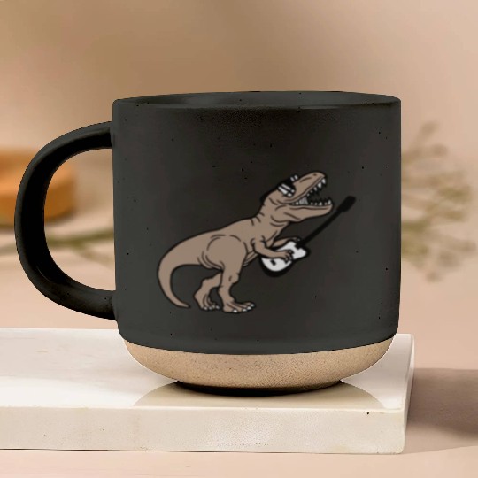 T. Rex Dino DJ Dinosaur Party Animal Plays Guitar Pottery Mugs