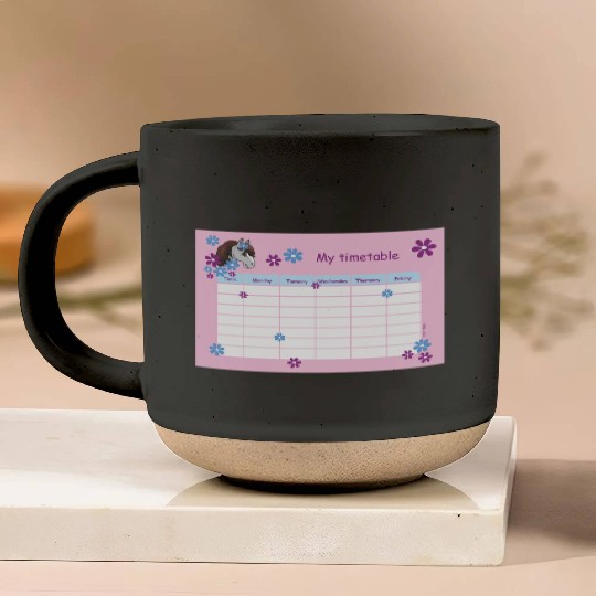 Timetable for Kids - Pony Flowers pink Pottery Mugs