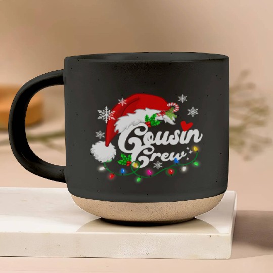 cousin crew Santa Claus Hat Christmas lights Pottery Mugs