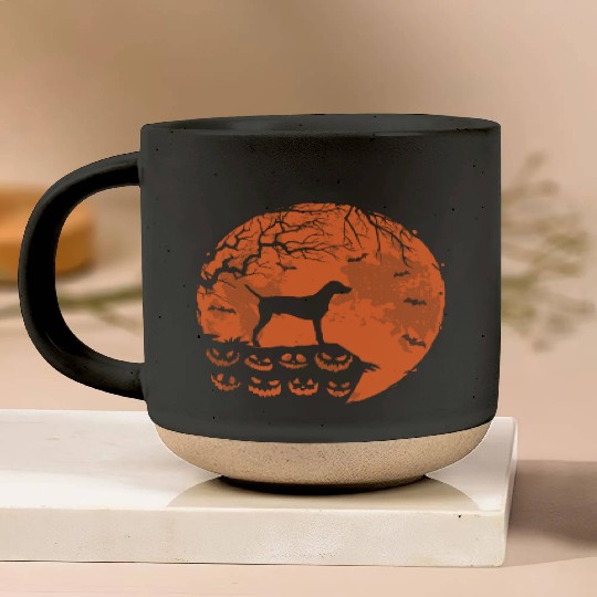 Weimaraner And Moon Halloween Funny Dog Lover Gift Pottery Mugs