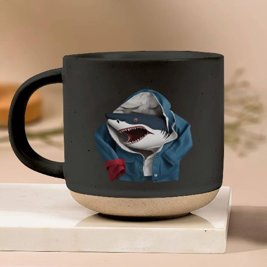 A cool enormous stylish predatory shark design Pottery Mugs