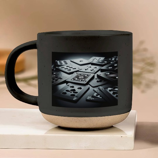 Black Poker Cards Pottery Mugs