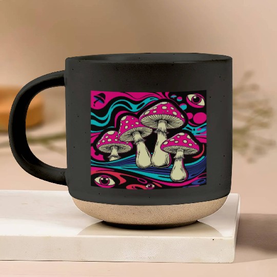 Psychedelic Shrooms: Neon Fungi Fantasy Pottery Mugs