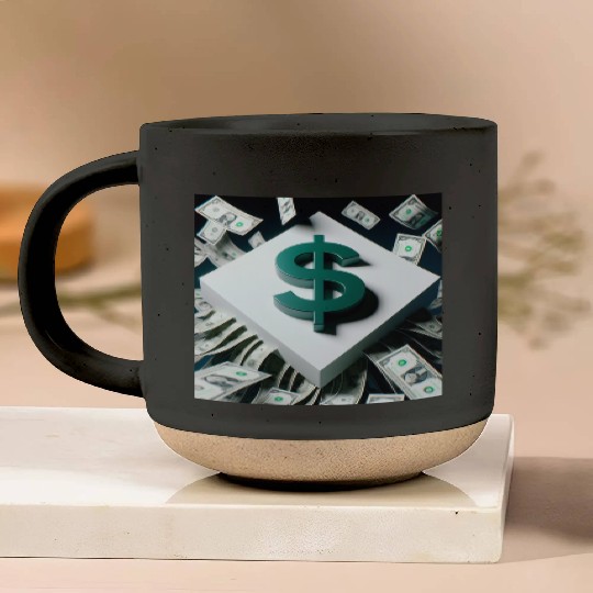 Money Sign Square Pottery Mugs