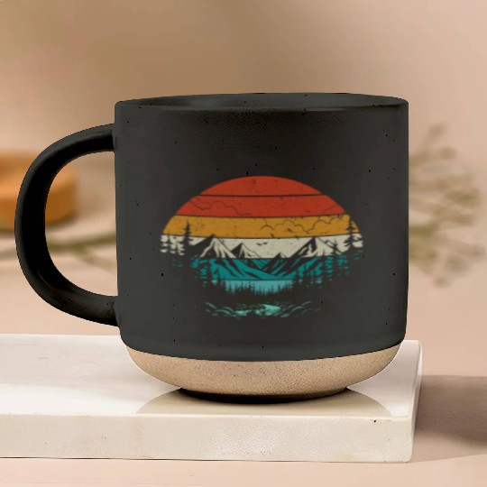 Retro Sunset Mountains Nature Outdoor Hiking Pottery Mugs