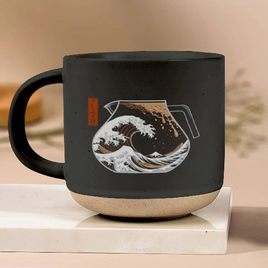 The Great Wave of Coffee Artistic Caffeine Lover Pottery Mugs