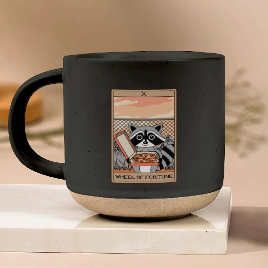 Wheel of Fortune Raccoons Tarot Card Pottery Mugs