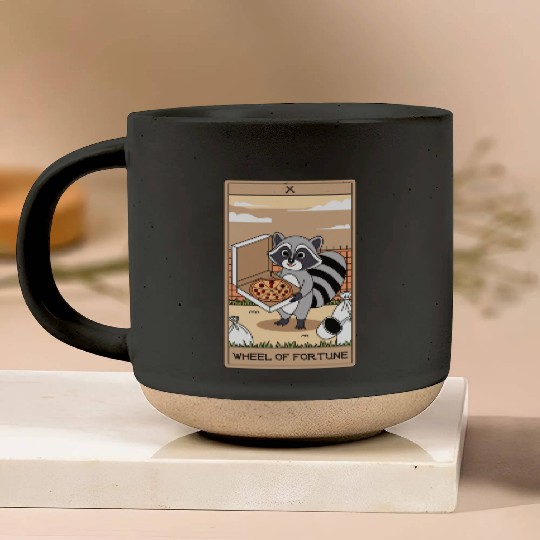 Wheel of Fortune Raccoons Tarot Card Pottery Mugs