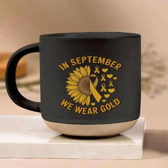 September We Wear Gold Childhood Cancer Awareness Pottery Mugs